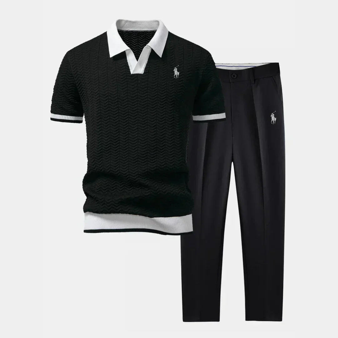 Urban Tailor | V-Neck Polo & Slim Fit Tapered Pants Set