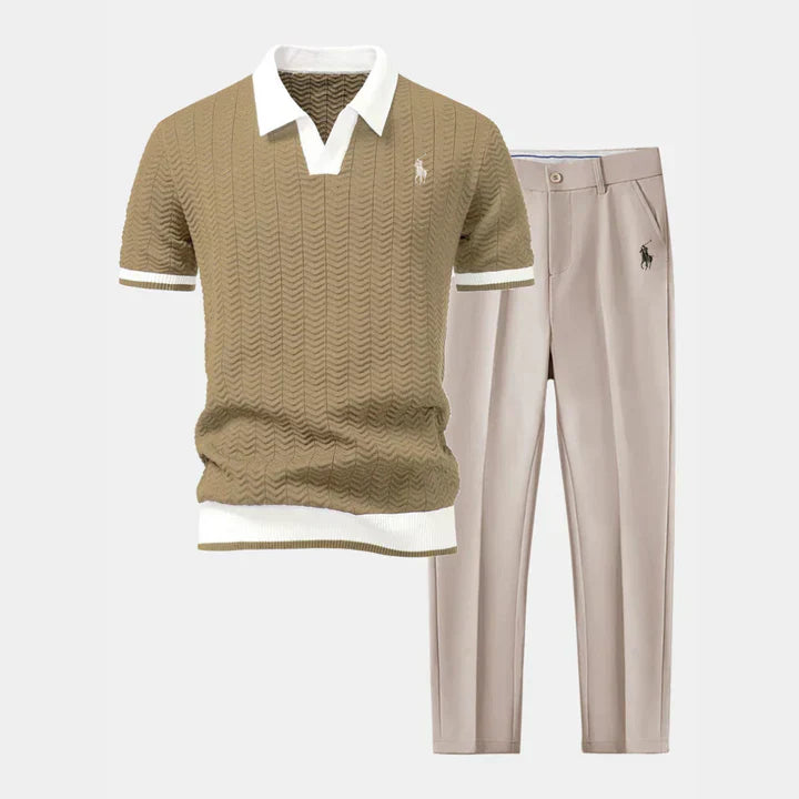 Urban Tailor | V-Neck Polo & Slim Fit Tapered Pants Set