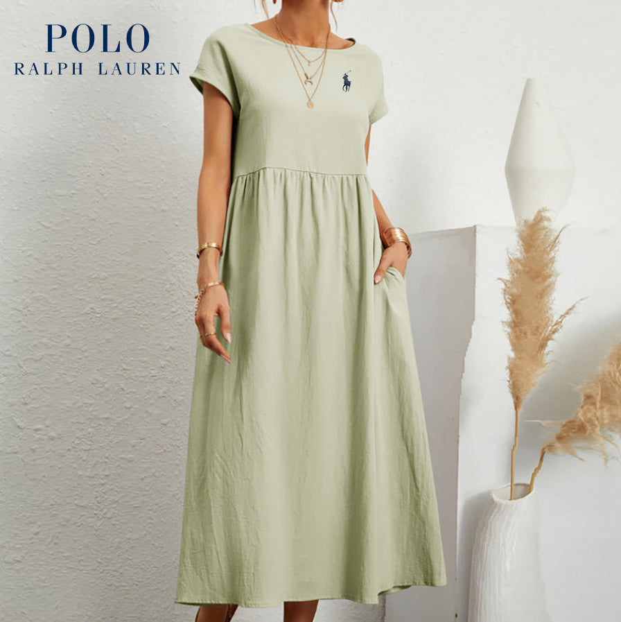 Urban Tailor | Coastal Ease Dress – Cotton & Linen with Pleated Finish