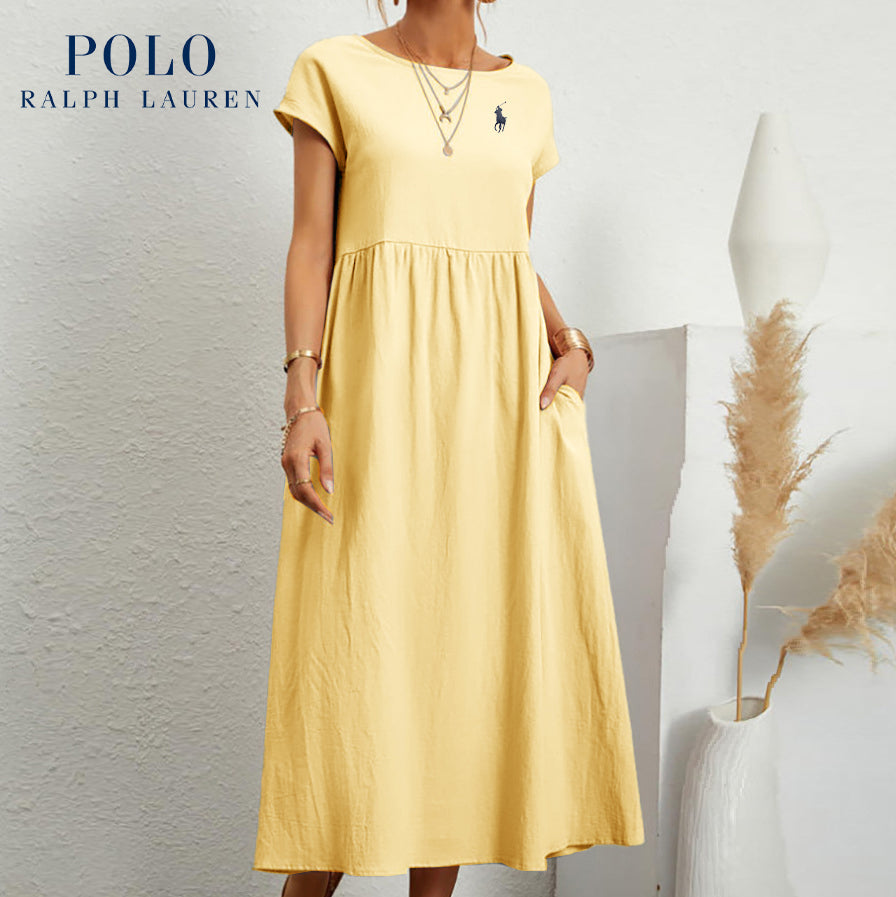 Urban Tailor | Coastal Ease Dress – Cotton & Linen with Pleated Finish
