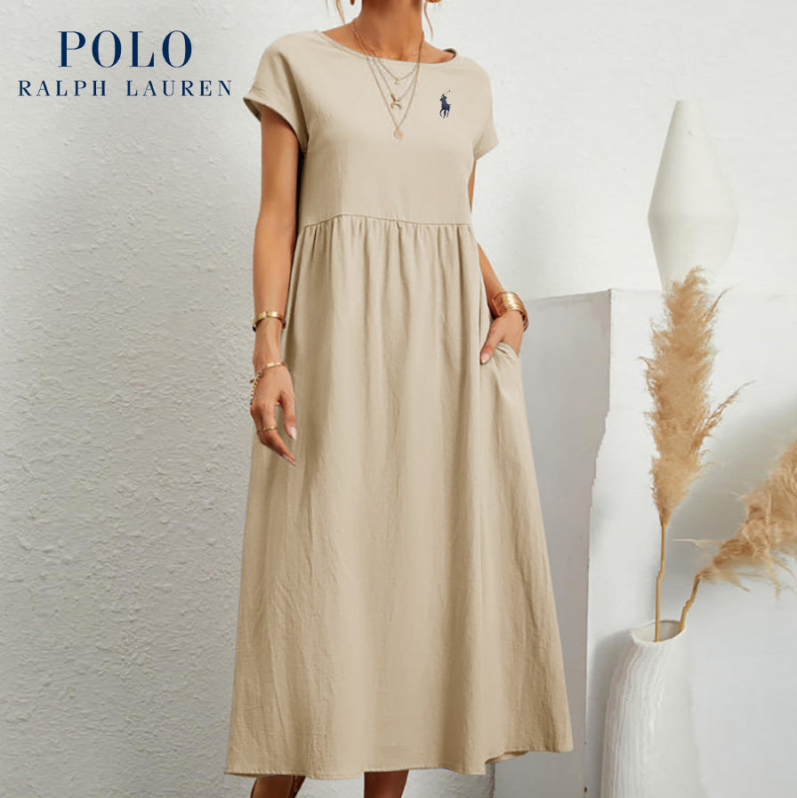 Urban Tailor | Coastal Ease Dress – Cotton & Linen with Pleated Finish