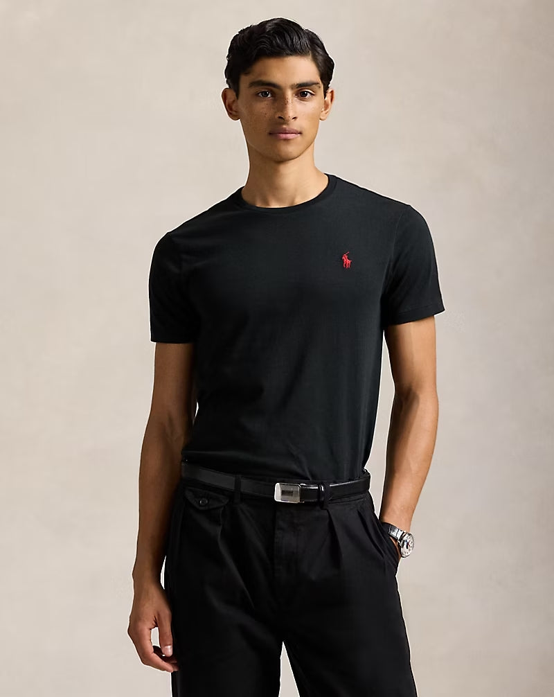 Slim fit jersey crew neck t-shirt RL - Black