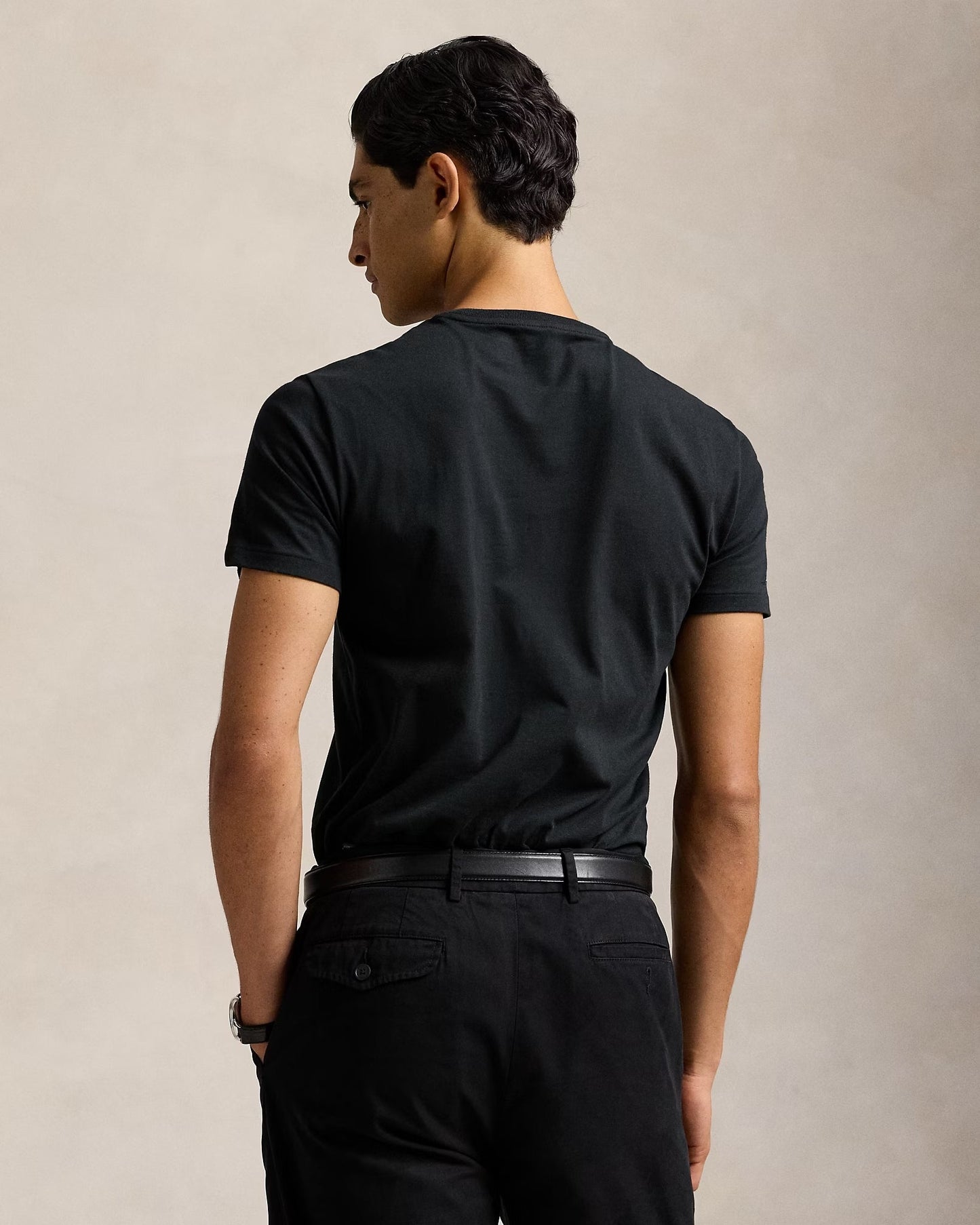 Slim fit jersey crew neck t-shirt RL - Black