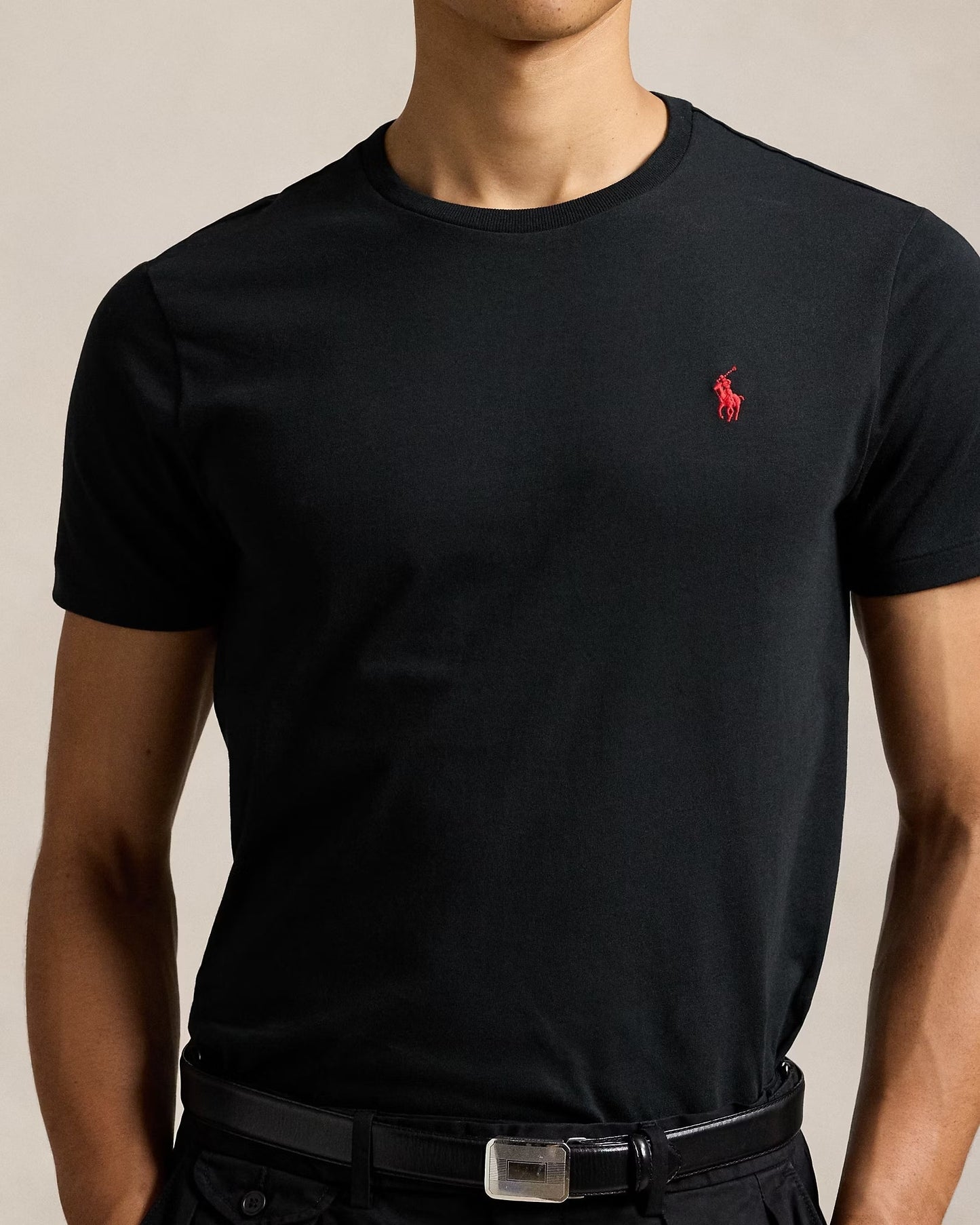 Slim fit jersey crew neck t-shirt RL - Black