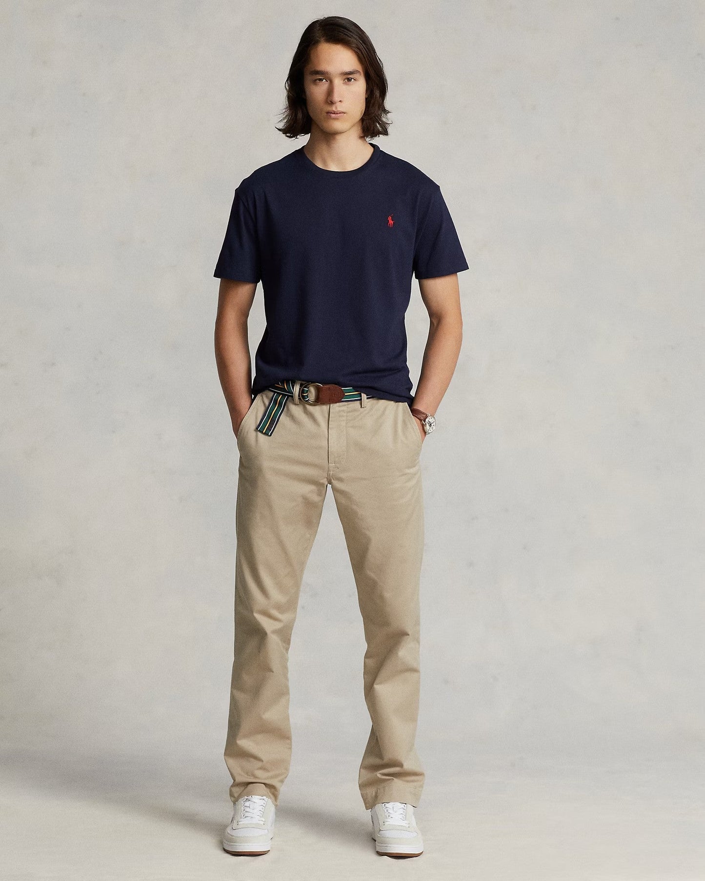 Slim fit jersey crew neck t-shirt RL - NAVY BLUE