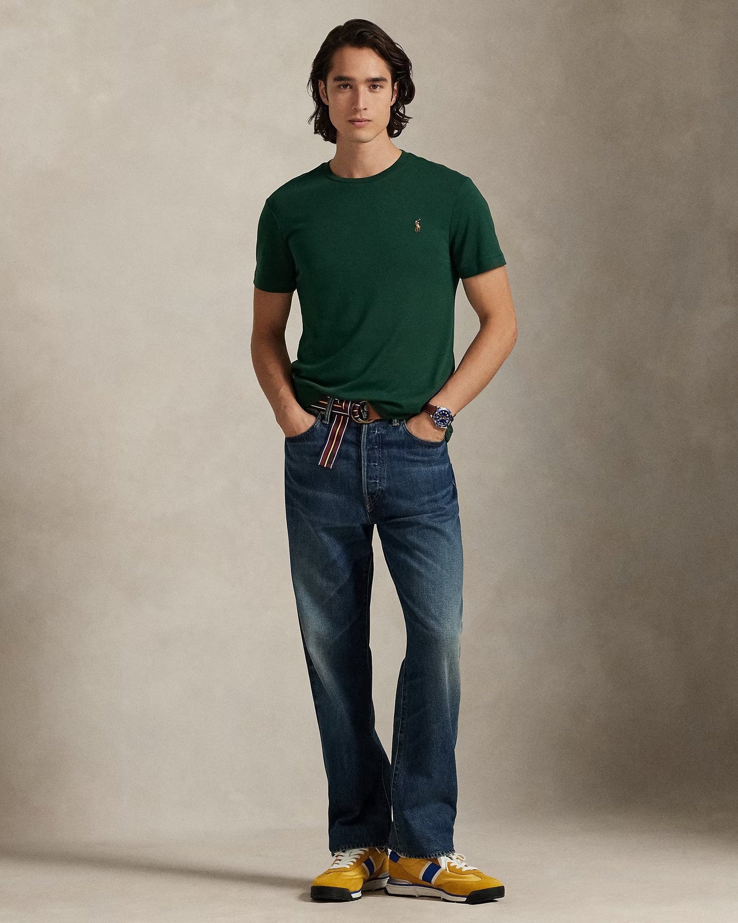 Slim fit jersey crew neck t-shirt RL - Vintage Pine