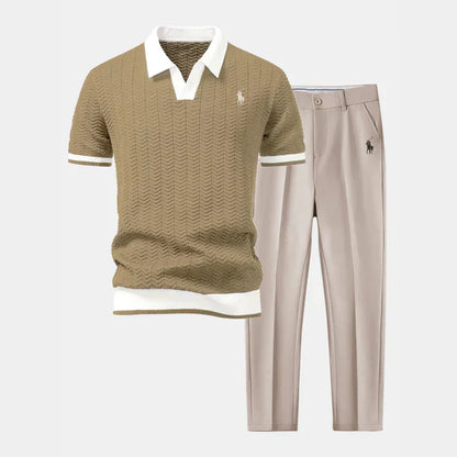Urban Tailor | V-Neck Polo & Slim Fit Tapered Pants Set