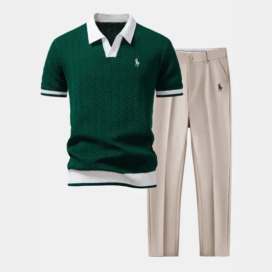 Urban Tailor | V-Neck Polo & Slim Fit Tapered Pants Set