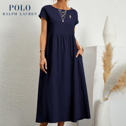 Urban Tailor | Coastal Ease Dress – Cotton & Linen with Pleated Finish