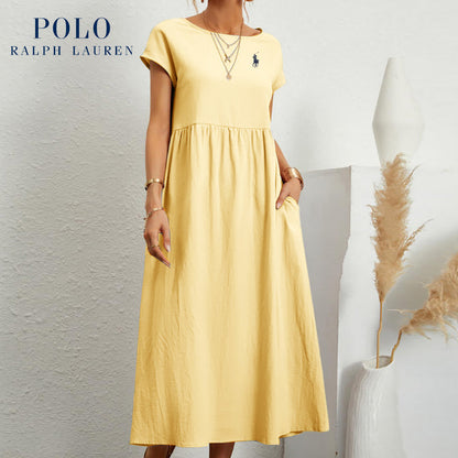 Urban Tailor | Coastal Ease Dress – Cotton & Linen with Pleated Finish