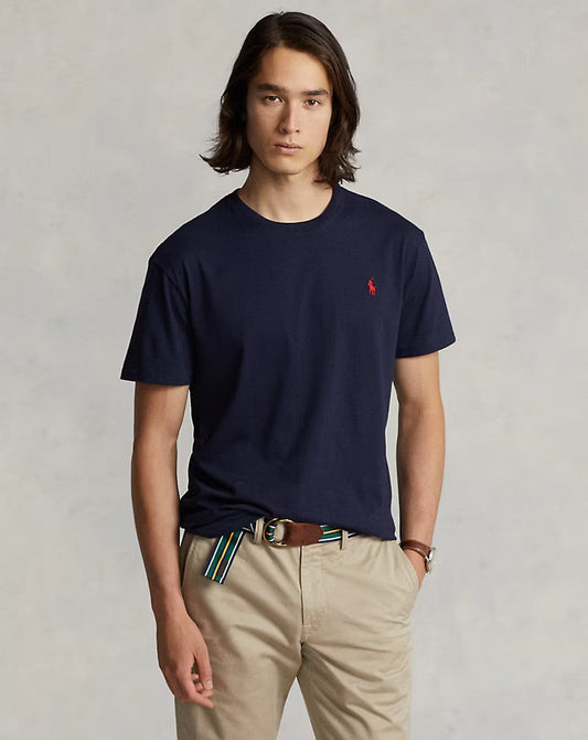 Slim fit jersey crew neck t-shirt  RL - NAVY BLUE