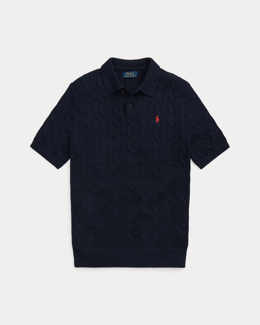 Cable-Knit Cotton Polo-Collar Jumper