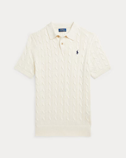 Cable-Knit Cotton Polo-Collar Jumper